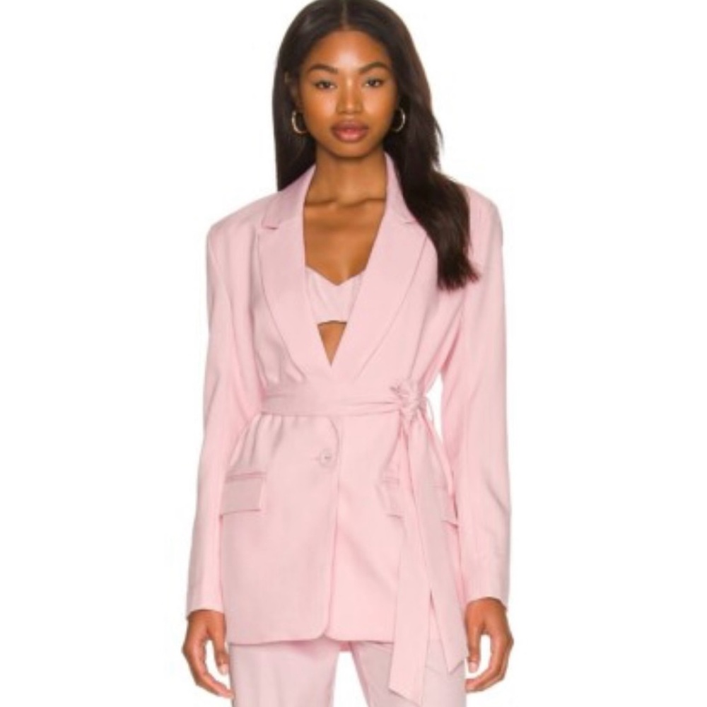 NWT Bardot Light Soft Pink Tie Waist Belted Single Breasted Career Blazer Ballet